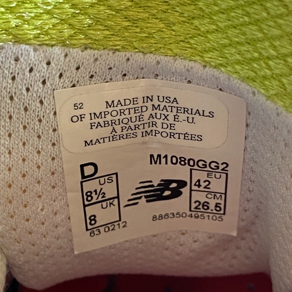 New Balance Men's Running Shoes 1080v2 Size 8 1/2 - Picture 3 of 5